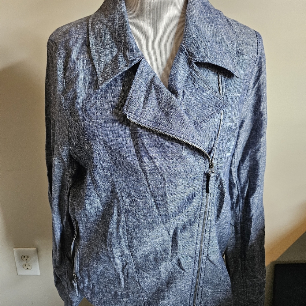 Max Studio Light Blue Denim-Style Jean Jacket - Picture 8 of 14